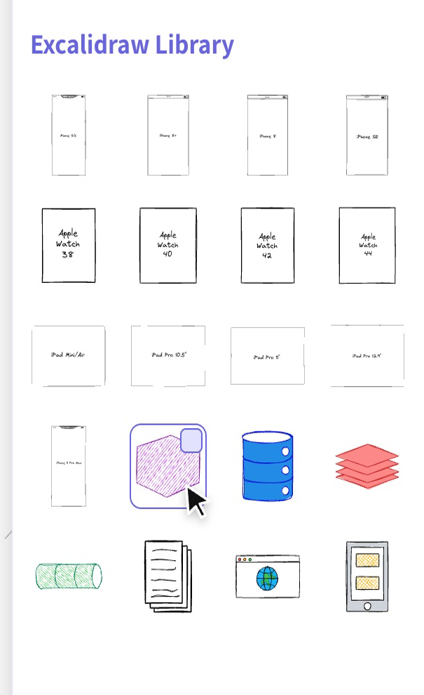 Excalidraw library panel